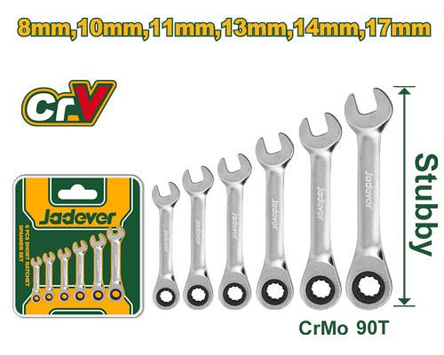 6 Pcs Jeu de clés à cliquet courtes